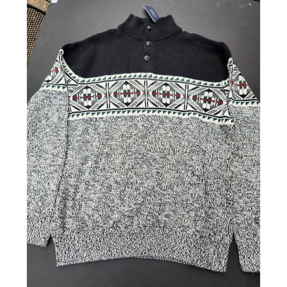 Chaps 100% Cotton Button Mock Neck Sweater Men's M NWT - Picture 2 of 8